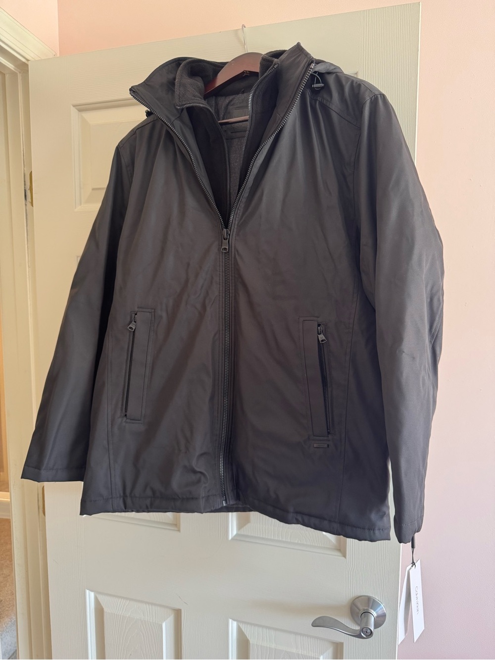 Calvin Klein Black Zip-Front Raincoat